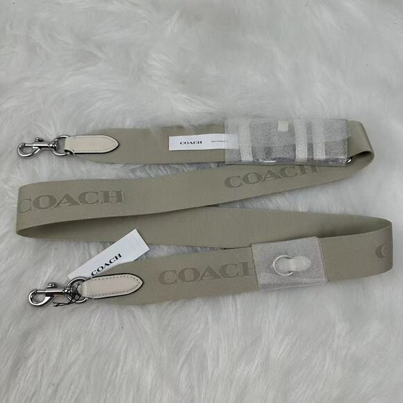 Coach Webbing Strap In Webbing and Smooth Leather/Silver/Chalk CR460 NWT - Picture 2 of 6
